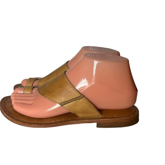 Free People Sant Antoni Sandal Brown Leather Women's 36 US 6.5 Toe Loop Slides - Picture 4 of 14